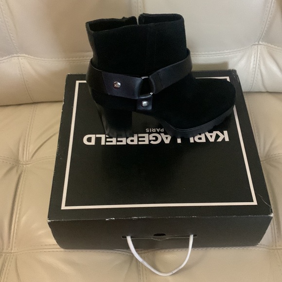 Karl Lagerfeld Platform Leather Booties Size 8 NIB - Picture 2 of 11